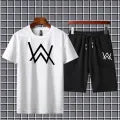 Men's Clothing Summer Breathable T-Shirt and Black Shorts